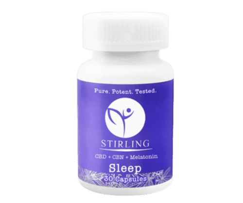 a bottle of stirling's cbd sleep capsules